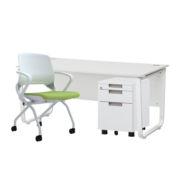라인 책상(W1400) 루시 의자세트 이동서랍 사무용 컴퓨터 일자형 1인 사무실