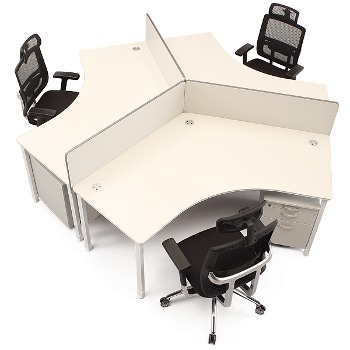 믹스 120도 책상 모듈 3인 스크린 포함 사무실 데스크 사무용