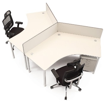 믹스 120도 책상 모듈 2인 스크린 포함 사무실 데스크 사무용