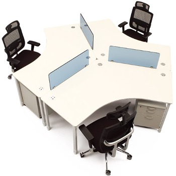 믹스 120도 책상 모듈 3인 유리스크린 포함 사무실 데스크 사무용