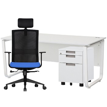 라인 책상(W1400) M20 의자세트 이동서랍 사무용 컴퓨터 일자형 1인 사무실