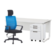 라인 책상(W1400)  레토 의자세트 이동서랍 사무용 컴퓨터 일자형 1인 사무실