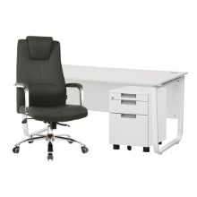 라인 책상(W1400)  오딘 의자세트 이동서랍 사무용 컴퓨터 일자형 1인 사무실