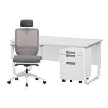 라인 책상(W1400)  샤인 의자세트 이동서랍 사무용 컴퓨터 일자형 1인 사무실